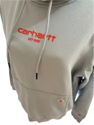 Carhartt Hoodie M Light Blue Orange Relaxed Fit Size L (22.5” PTP) thumbnail 3