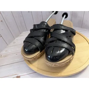 Crocs Womens 9 Black A Leigh Strappy Cork Wedge Slip On Sandals thumbnail 3