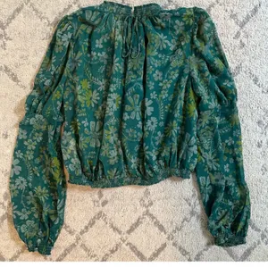 Free People Clarissa Printed Top in Sea Combo Sz L thumbnail 5