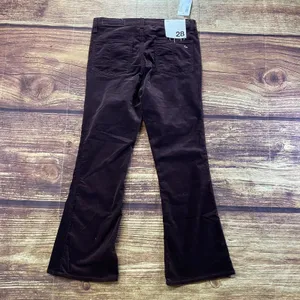 RAG & BONE 10 Inch Crop Flare Burgundy Suede Like Pants Size 28 Made In USA thumbnail 4