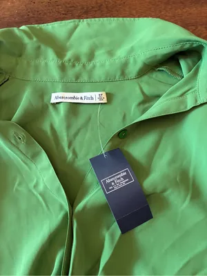 Abercrombie & Fitch Dress Small Tall Long Sleeve Twist Front Mini Green NWT New thumbnail 3