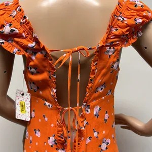 NWT Free People Orange Mini Dress with open back size S thumbnail 6