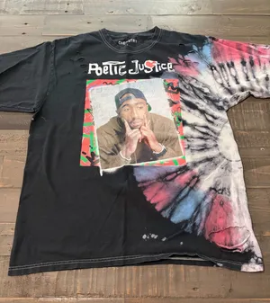 Chemistry Tupac Poetic Justice Distressed Tie Dye Graphic T-Shirt Size L thumbnail 1
