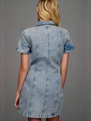 Anthropologie Pilcro Short-Sleeve Denim Button-Front Mini Dress Size 14 thumbnail 3