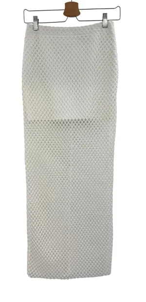 Sabo Skirt Nina Mesh Midi Skirt White‎ Sheer Overlay Bodycon Size XS thumbnail 1