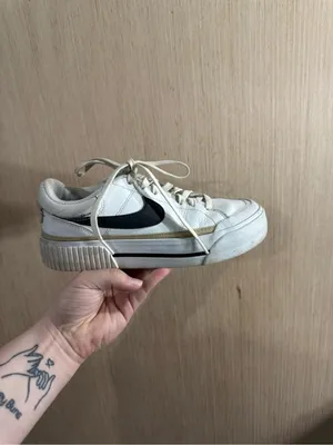 Nike Women Court Legacy Lift White Black Casual Platform Shoe Size 8 thumbnail 2