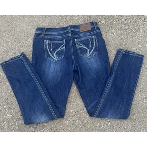 Ariya Women's Dark Wash‎ Distressed Emroidered Straight Leg SZ 9/10 Western thumbnail 2