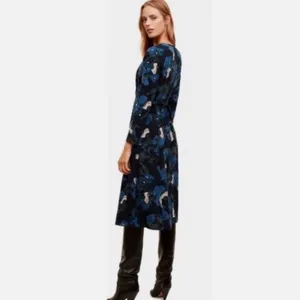 Aritzia Wilfred Aubagne Black Blue Cutout Long Sleeve Midi Dress size 4 $175 thumbnail 3