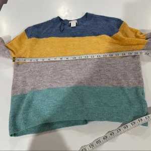 H&M Blue, Yellow, Gray & Green‎ Colorblock Stripe Long Sleeve Sweater Size S thumbnail 8