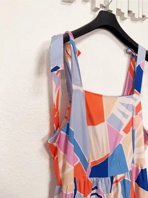 Miss Sparkling Colorful Abstract Print Tiered Maxi Dress Resort Vacation XL NWOT thumbnail 3