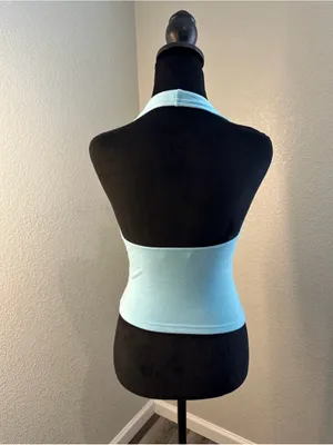 Princess Polly Avrilla Knit Blue Halter Top thumbnail 3