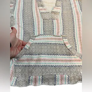 Billabong Baja Striped Textured Knit Hoodie Top Boho Surf Beach Pullover Sz‎ M thumbnail 7