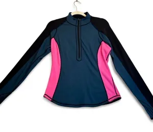 Lululemon Define Jacket in navy blue with pink side panels and black sleeves #athletic #define thumbnail 1