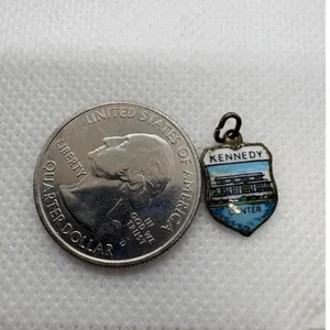 Vintage Kennedy Center Enamel Shield Charm Silver Tone Made in Germany‎ 255 thumbnail 5