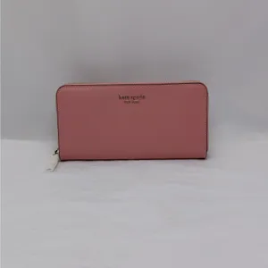Kate Spade Womens Saffiano Leather Wallet Pink Zip Travel Minimalist Classic thumbnail 14