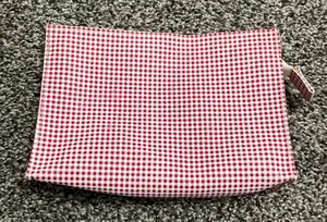 Estée Lauder Red and White Checkered Cosmetic Bag Zip Up Make Up Purse thumbnail 1