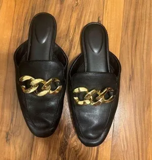 Target Black mules with gold chain thumbnail 1