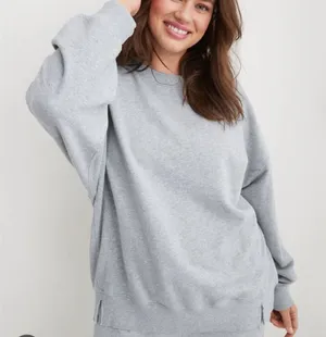 Aerie size extra small grey pullover fleece sweatshirt comfy athlesiure thumbnail 1