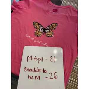Life is Good Womens Pink Butterfly Spread Good Vibes Graphic Tee Shirt Large thumbnail 4