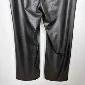 Old Navy Faux‎ Leather Wide Leg Pants Black High Waisted Going Out Edgy Size 10 thumbnail 8
