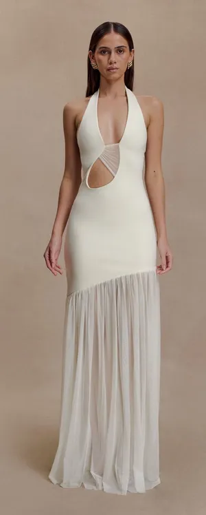 Ivory maxi meshki dress thumbnail 1