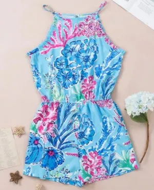 🦋 Floral Print Pocketed Frill Sleeveless Romper thumbnail 5