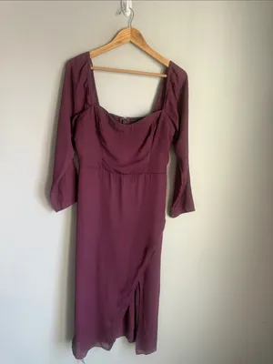 NEW Abercrombie The A&F Camille Long-Sleeve Midi Dress LP thumbnail 2