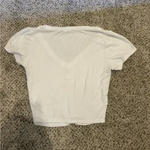 Bozzolo White V-Neck Short Sleeve Top thumbnail 3