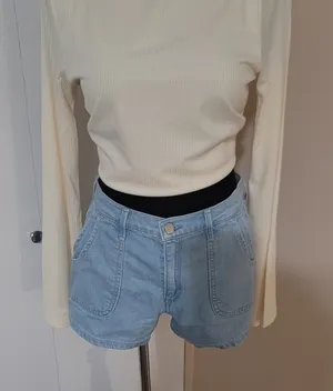 Abercrombie & Fitch Light Blue Denim Shorts thumbnail 1