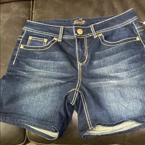 Seven 7 Blue Jean Shorts with Rolled Hem thumbnail 1