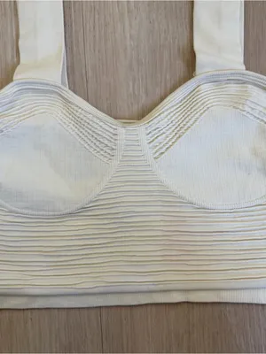 Sincerely Jules Cream Ribbed Crop Top Size Medium NWT thumbnail 2