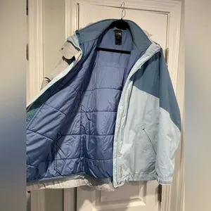 The North Face Size XL HyVent Waterproof Ski Jacket Blue Gray Colorblock Hooded thumbnail 3