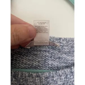 Ann Taylor Loft Women's Short Sleeve Blue White Rayon Blend Soft Sweater Large M thumbnail 4