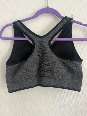 Front-Zip High Support Sports Bra - Nude/Gray thumbnail 6