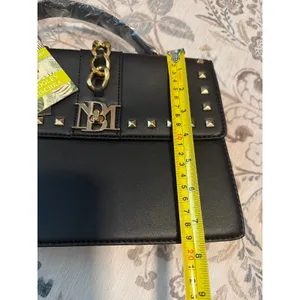 NWT Badgley Mischka Studded Top-Handle Crossbody Bag Black Faux Vegan Leather thumbnail 3