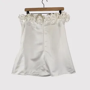 NWT WeWoreWhat Womens Dress White Rose Mini Satin Strapless A Line Party Size 6 thumbnail 3