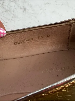 Stuart Weitzman Metallic Gold Ballet Flats Leather Size 7.5 thumbnail 9