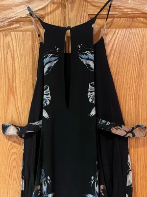 Free People Back To You Side Cut-Out Halter Midi Floral Dress Black Size Medium thumbnail 8