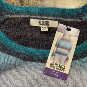NWT BB Dakota Sweater Wool Boho Cozy Casual Fuzzy Casual Ombre‎ Stripe Blue XXL thumbnail 4
