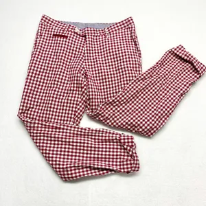 Universal Language Gingham Trousers Womens Size SS Red White Check Cotton‎ Pants thumbnail 1