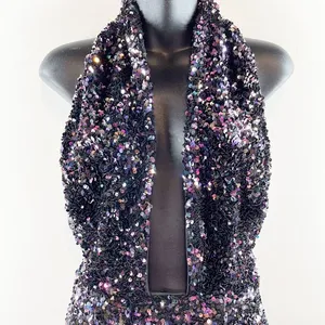 Bardot Sequin Halter Cutout Knee Length Dress Black Multi XS thumbnail 5