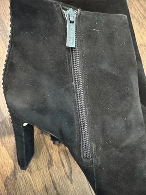 Gianni Bini Black Suede Peep-Toe Ankle Booties - Women size 7 thumbnail 5