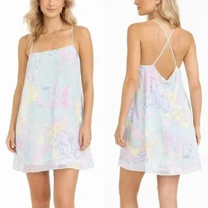 Show Me Your Mumu Christy World Map Print Mini Dress Blue Travel Size S thumbnail 2
