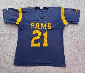 Vintage Rawlings Los Angeles Rams Shirt Jersey 21 Pleva Blue Made in USA Medium thumbnail 1