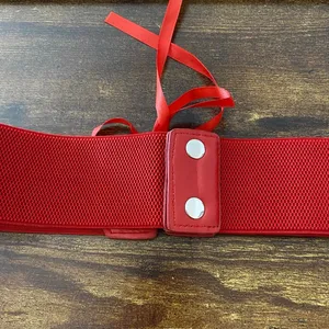 Red Y2K Lace Up Corset Stretchy Wide Waist Belt, Fits Up to 40 Inches, X7GA1309 thumbnail 6