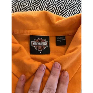 Harley Davidson Women’s Front Garage Shirt 1/4 Zip Orange Shirt Biker Size Large thumbnail 6