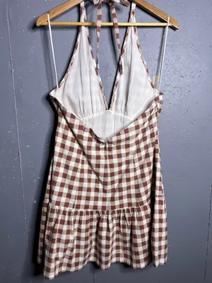 Free People Cecil Mini Dress in Brown Patina Combo Womens in size Large thumbnail 4