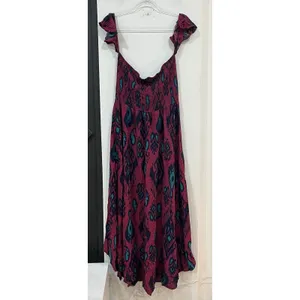 Xhilaration Smocked Off The Shoulder Maxi Dress Size XL Hi Lo Pattern thumbnail 5