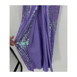 Crystal Doll Juniors Size 3‎ Purple Sequin Maxi Dress Gown Slit Prom Gala Formal thumbnail 3
