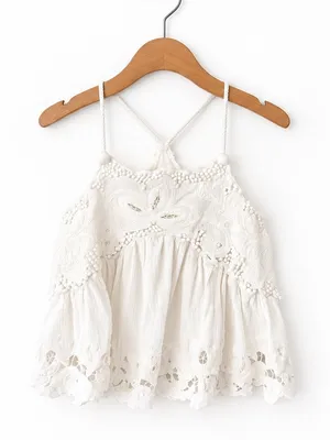 Sea New York Ivory Embroidered Boho Halter Racerback Flowy Swing Cami Blouse XXS thumbnail 4